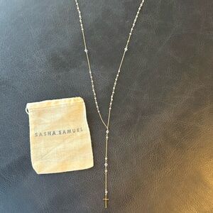 NWOT Sasha Samuel 14GF Cross and Crystal Rosary Necklace